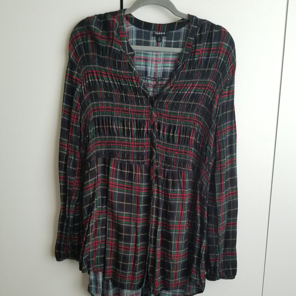 Plaid hi-low tunic